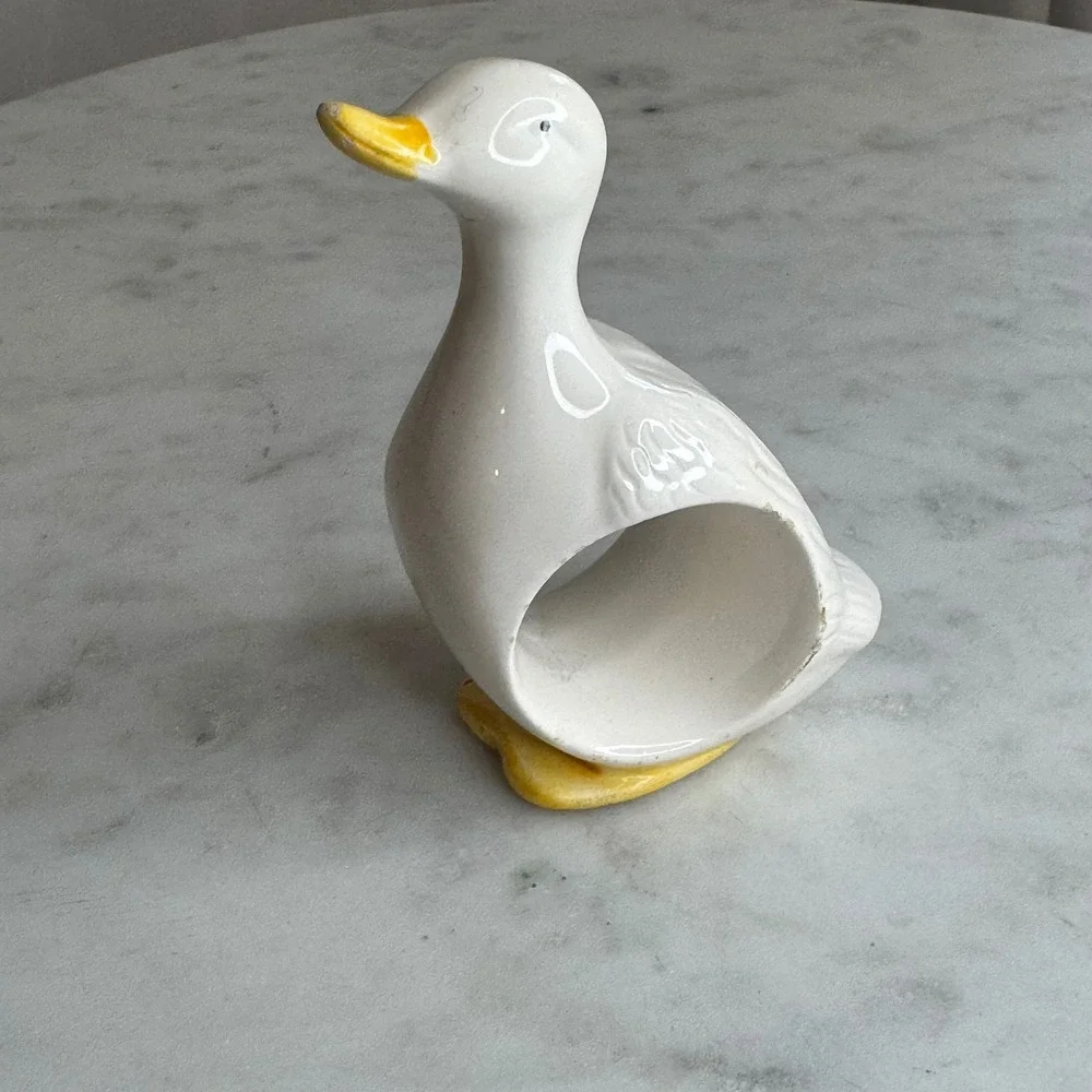 Ron Gordon Duck Napkin Holder‎ Ceramic White Yellow Vintage Kitchen Decor